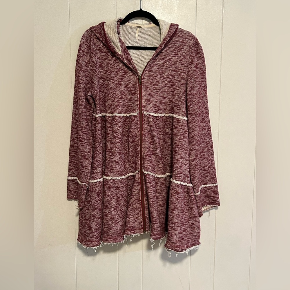 Free People Maroon Hooded Jacket